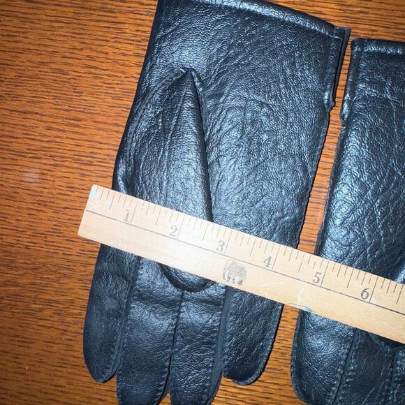Vintage Men’s Black Vinyl Gloves Medium Made in Japan 60s 70s Mod Style Lined Wi - Picture 9 of 10